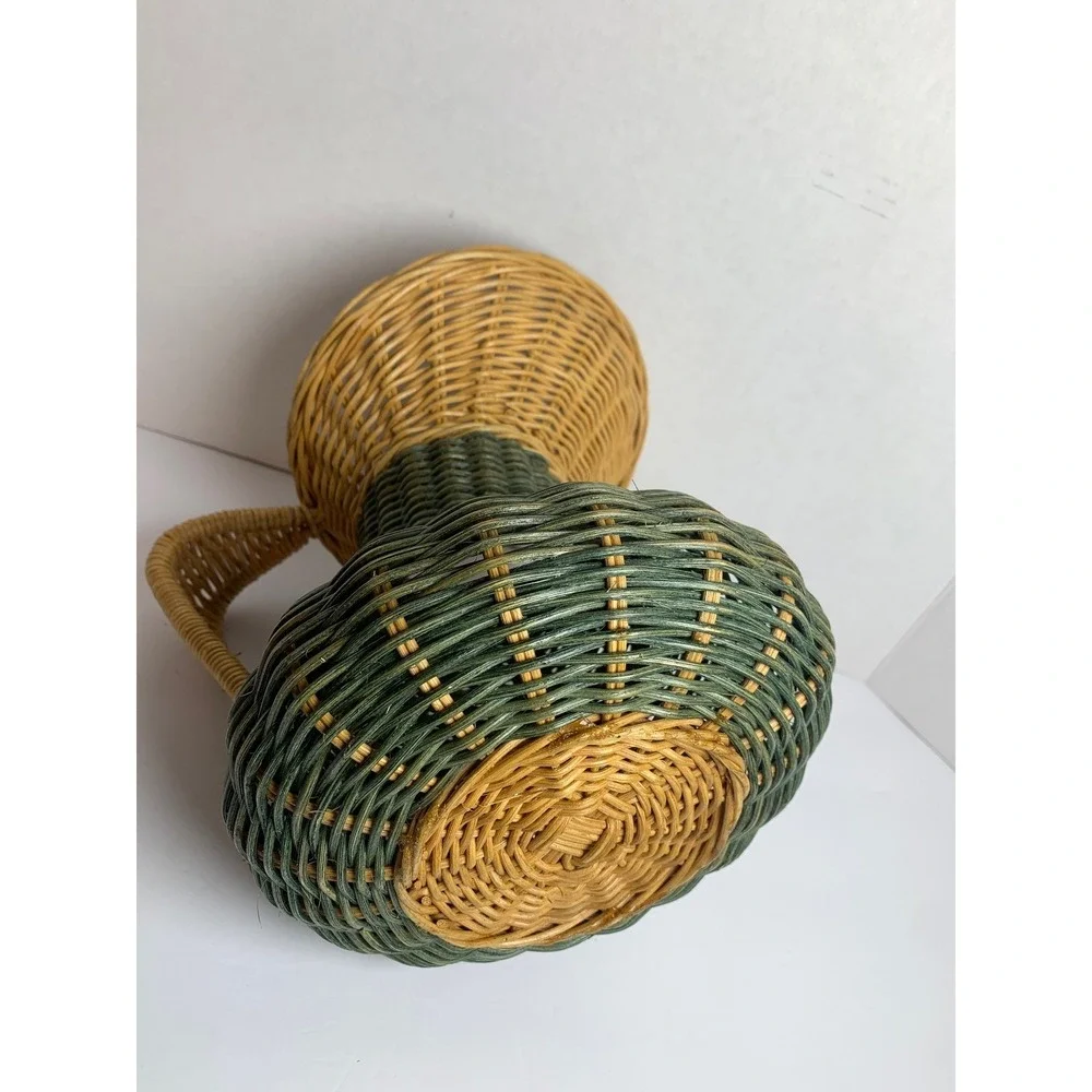 Vintage Cottagecore Wicker Pitcher Basket Boho Decorative Vase‎ 9